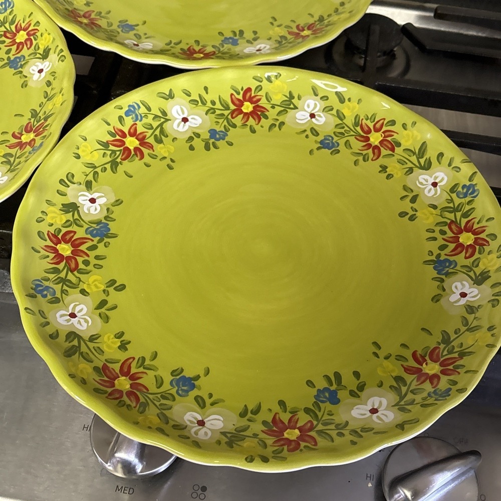 Espana Lifestyle PASHA Dinner Plates By Don Swanson 10 1/2" Set Of 3 Green